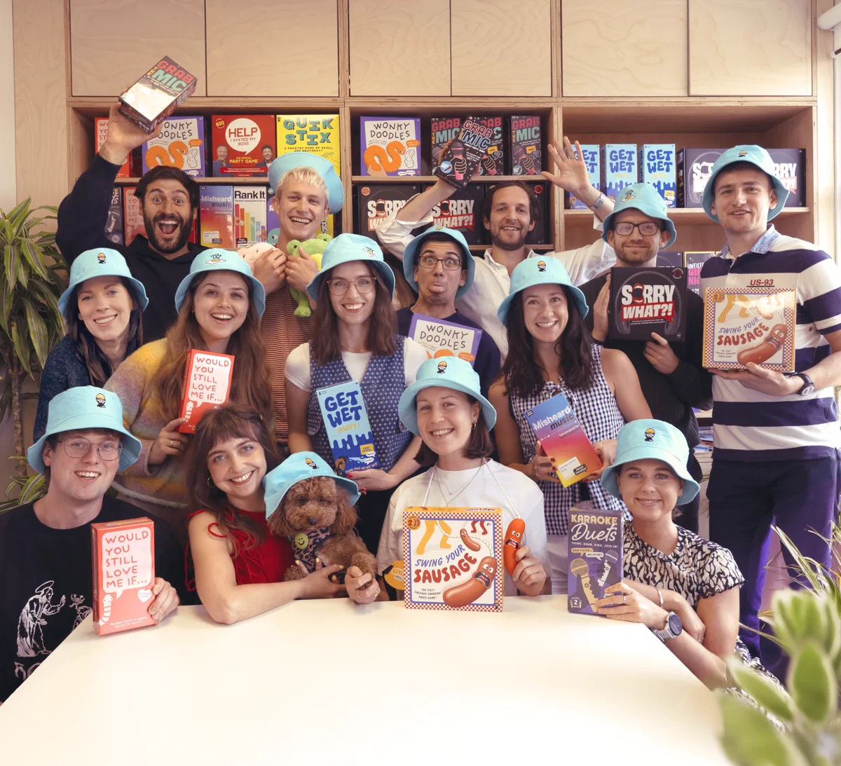 The Lucky Egg team in their Soho, London office holding their party games